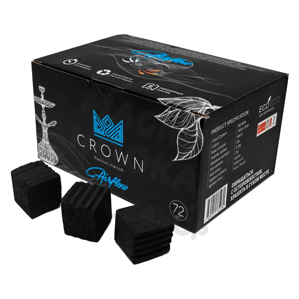 Уголь Crown Airalow/Краун Эйрфлоу 25 мм 72 шт 1 кг